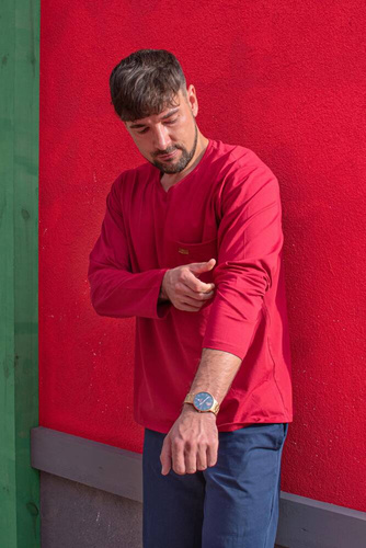 Piżama Męska 683 Kevin De Lafense - bordo- granat