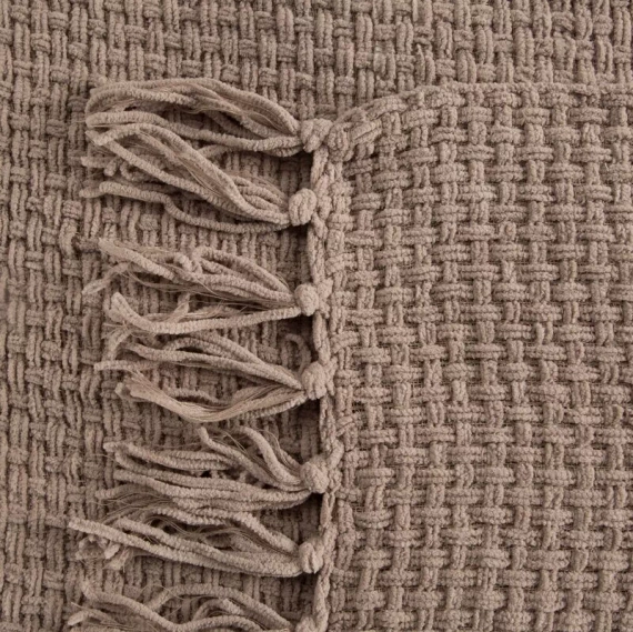 Koc tkany narzuta z frędzlami Suzi Eurofirany beżowy