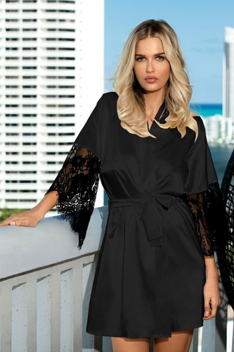 Dagmara Satynowy Szlafrok Damski DKaren - ecri 