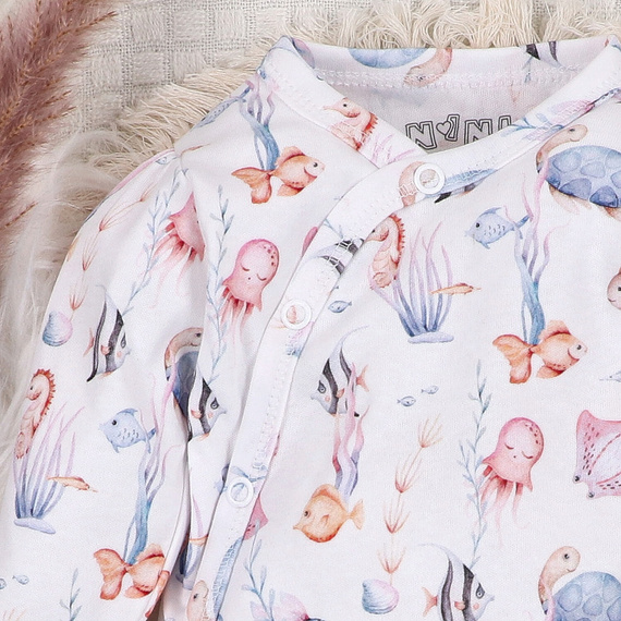 Nini Body Underwater World – organiczna bawełna, kopertowe, dla niemowląt