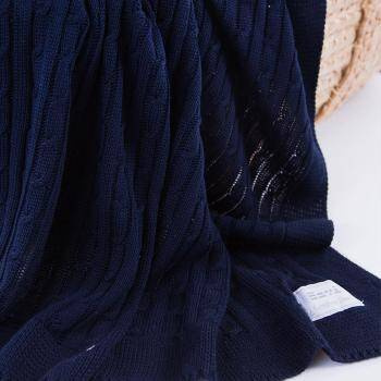 Bambusowy Kocyk warkocz Eevi- granatowy