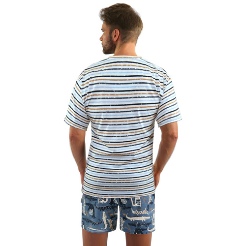 Bawełniana piżama męska, krótki rękaw i spodenki 2521/14 Sesto Senso - jeans