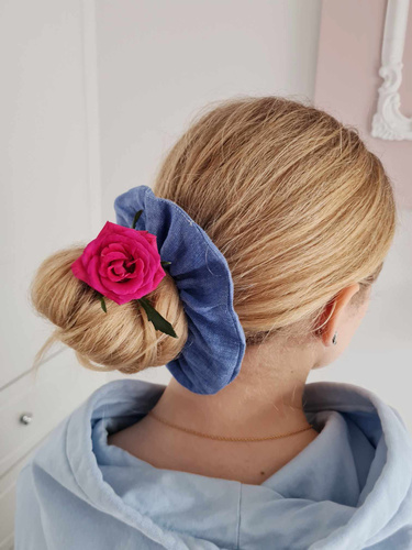 Gumka do włosów GL scrunchie lniana Marija - niebieski