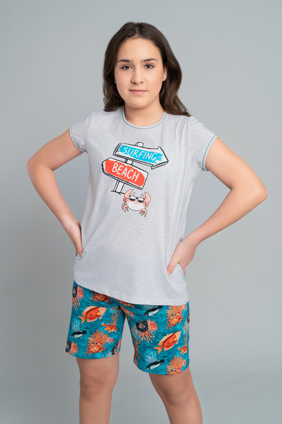 Piżama dziewczęca Oceania Italian Fashion - melanż/druk