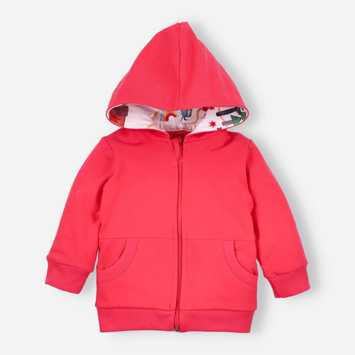 Bluza dresowa z kapturem z bawełny organicznej Kolorowy Las Nini malinowy