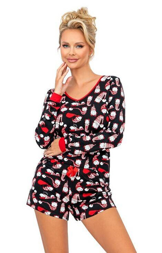 Piżama Damska Santi II 1/2  Donna - czarna 