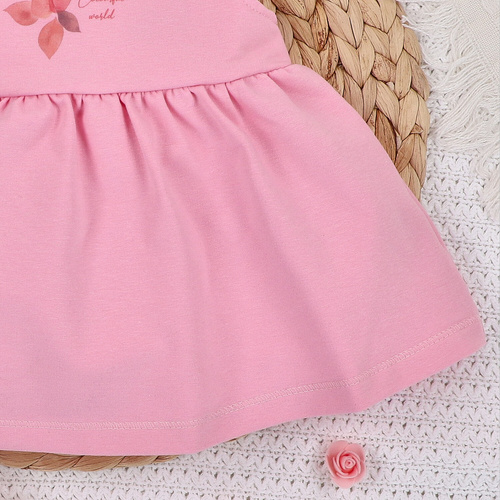 Sukienka z bawełny organicznej Kolorowe kwiatki Nini różowy 