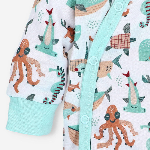 Body kopertowe z bawełny organicznej Morskie Zwierzątka Nini druk