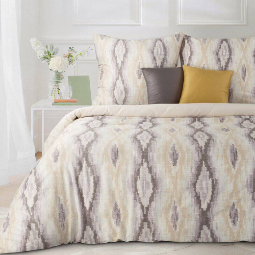 Pościel satynowa Nika 24 geometria Eurofirany kremowy-wrzosowy