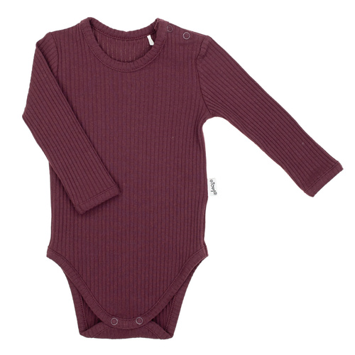 Body niemowlęce Nicol Alisa 217097 – burgund, dł. rękaw, bawełna prążek