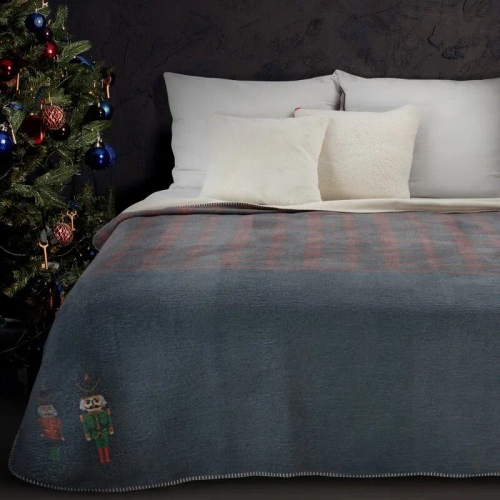 Świąteczny koc narzuta krata Peter Eurofirany granatowy/czerwony