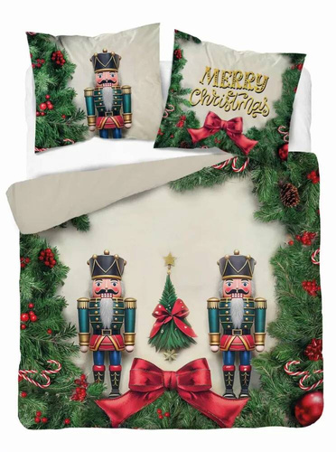 Pościel świąteczna 5300 A dziadek do orzechów Detexpol kremowy 