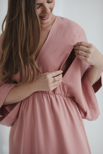 Elegancka sukienka Mama Zen do karmienia i na ciążę – Tencel Herbal Rose