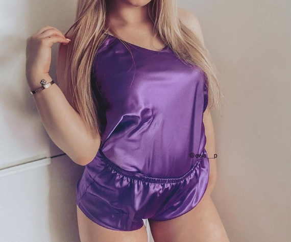 Karen Komplet piżamka damska satyna DKaren - fiolet