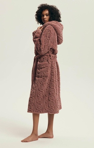 Szlafrok damski Darlena Henderson 43592 – długi, z kapturem, miękki, wzorzysty