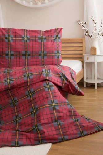 Jerry Fabrics pościel świąteczna Christmas – bawełna 100%, czerwona krata