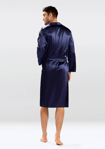 Szlafrok męski satynowy Christian Dkaren - granatowy