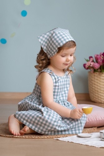 Chustka niemowlęca Sweet Cherry Pinokio - zielony kratka