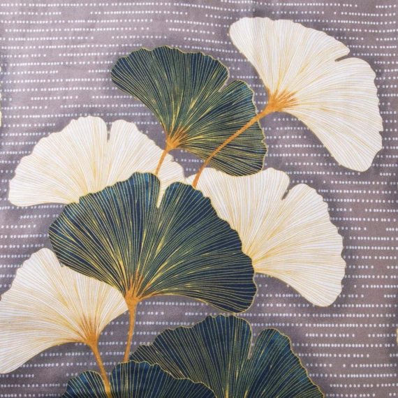 31510/2 Darymex Flanelove beżowa zielona liście miłorzębu– komplet pościeli flanelowej, 100% bawełna, ciepła i przytulna