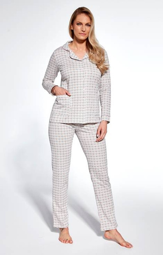 Piżama damska rozpinana 482/364 Ella Cornette - ecru