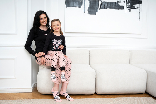 Piżama Damska długi rękaw, długie spodnie Bonilla Italian Fashion- czarny/druk 