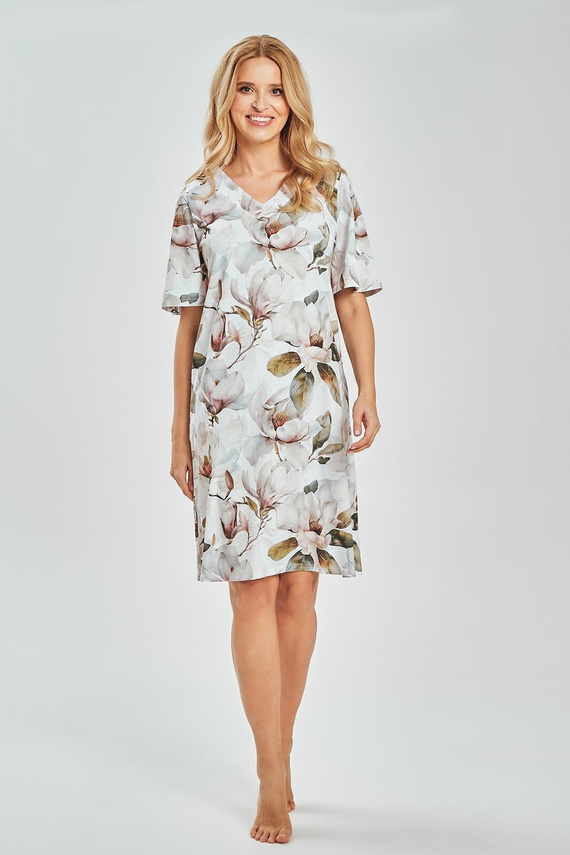 Bawełniana koszula nocna Afrodyta 3534 – 100% bawełna, dekolt V, wygodna dla mam i kobiet