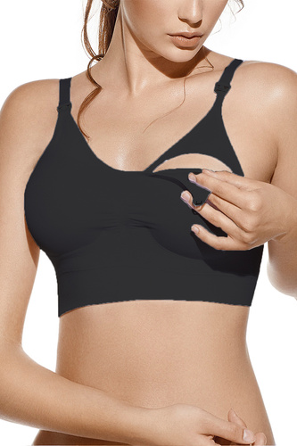 Jana Selene czarny – biustonosz do karmienia bez fiszbin z bawełny