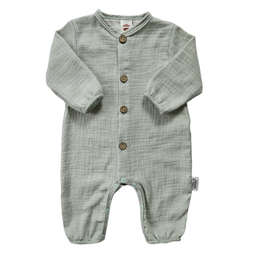 Pajac muślinowy Just Muslin Makoma mint– naturalny komfort, 5 kolorów