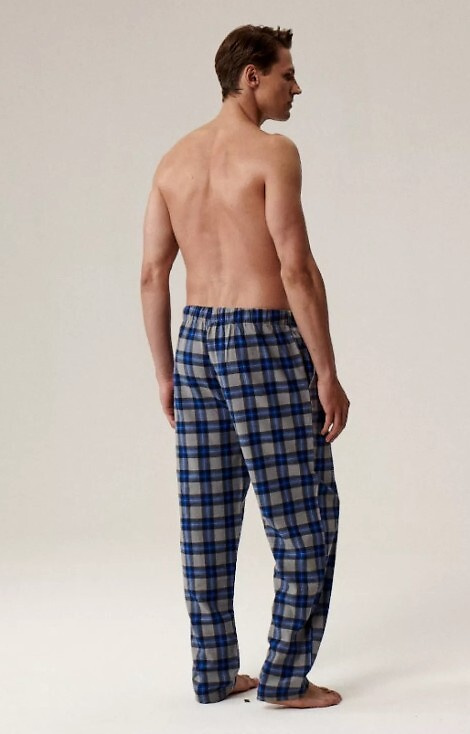 Spodnie męskie do spania Atlantic NMB-045 szary – flanela kratka