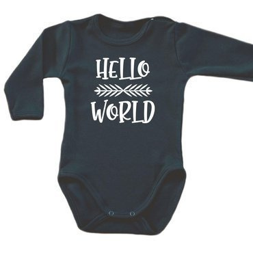 "Hello World" body długi rękaw Moocha czarny