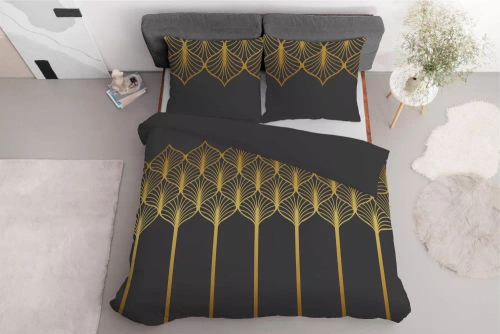 Pościel satynowa geometryczny motyw 5225 A Detexpol czarny