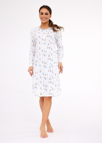 Cornette 777/436 Fox 3  ecru– damska koszula nocna bawełniana z zatrzaskami