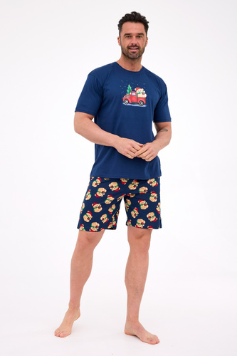 Cornette Teddy 4 326/291 – męska piżama świąteczna granatowa, bawełna, krótki rękaw
