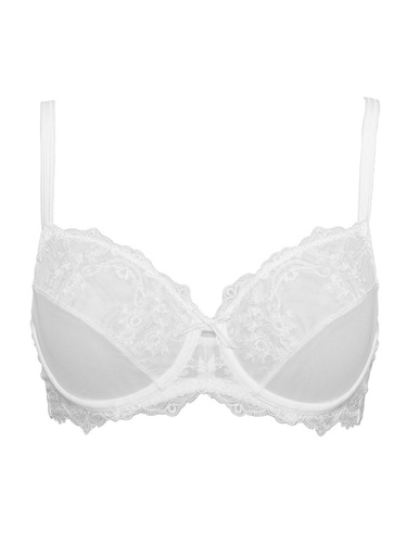 Glam 1940 – zmysłowy biustonosz z haftowanego tiulu, miękki, na fiszbinach