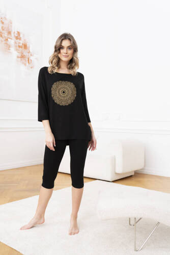 Piżama Damska Mandala Italian Fashion- czarny