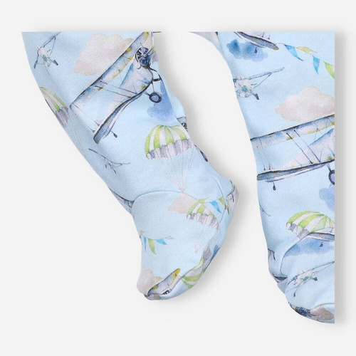 Półśpiochy z bawełny organicznej Samoloty Nini druk