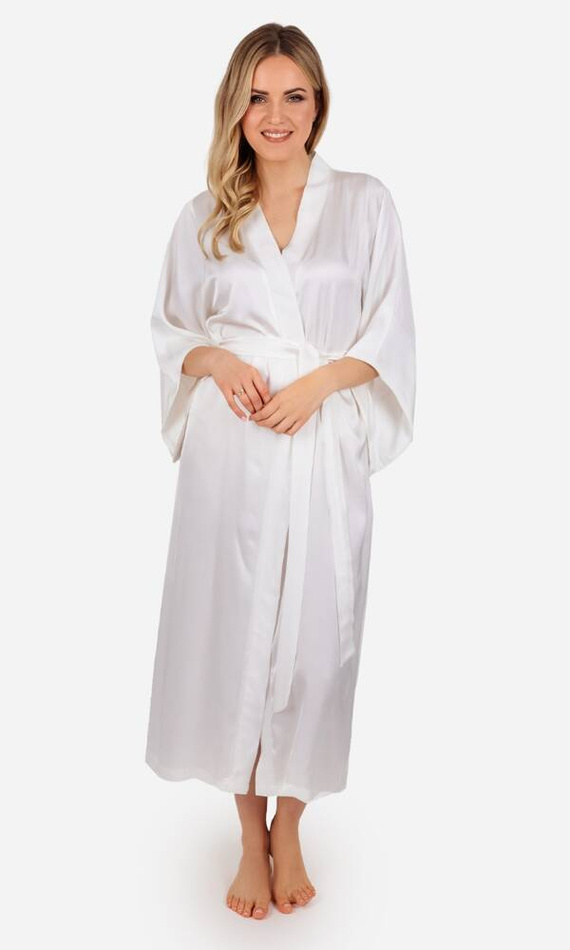Szlafrok damski satynowy Elizabeth ByShelly - ecru