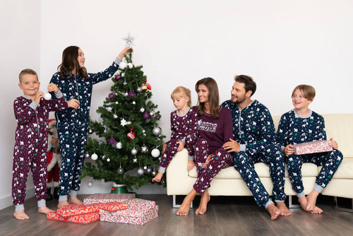 Piżama damska Ava Italian Fashion- druk burgund 