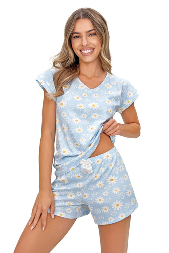 Piżama Margaret Short Donna bawełna kwiaty dekolt V krótka