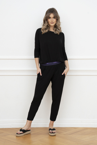 Komplet Damski 3/4rękaw, dł.spodnie Styl Italian Fashion czarny