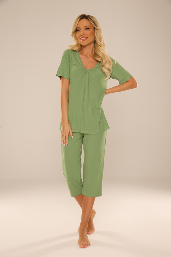 Dahlia 878 piżama damska De Lafense – wygodna wiskozowa piżama - szałwia