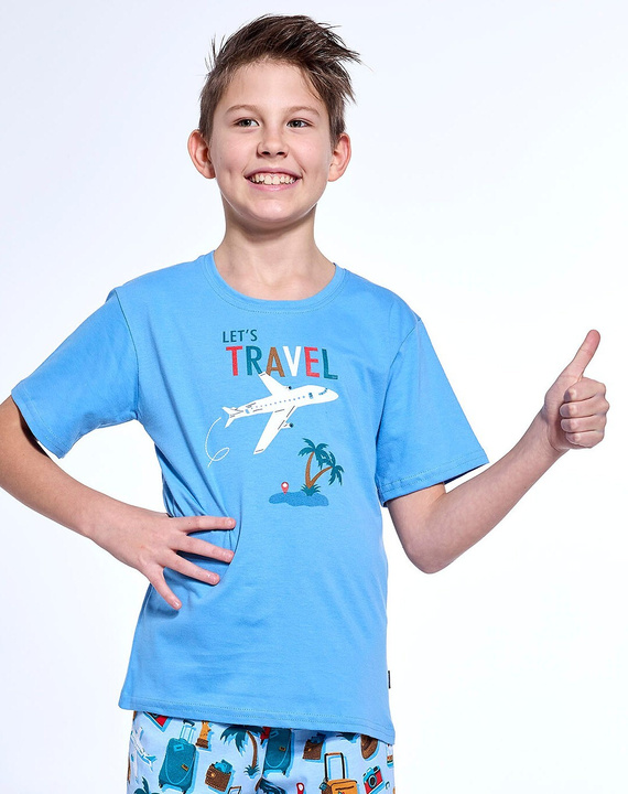 Piżama chłopięca 790/121 Travel 3 Cornette niebieski
