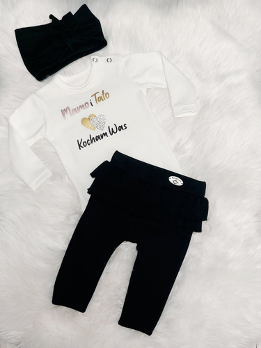 Body z długim rękawem "Mamo i Tato Kocham Was" Bambarillo - biały