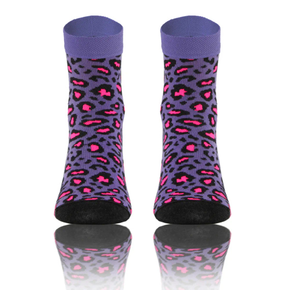 Cętki Panterka Skarpety krótkie finest cotton dwie różne Sesto Senso fioletowy