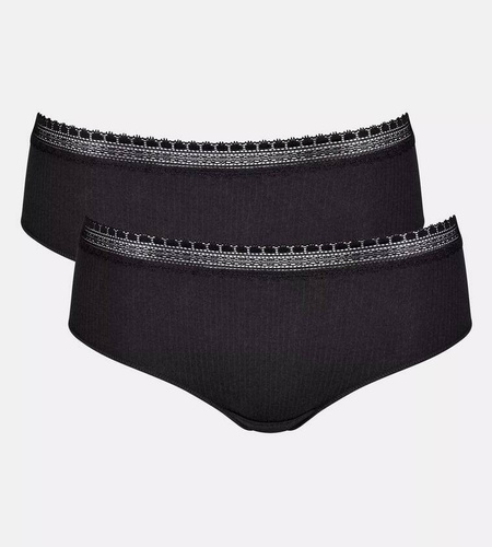 Figi Damskie GO Ribbed R Hipster C2P 2-pak Sloggi - black