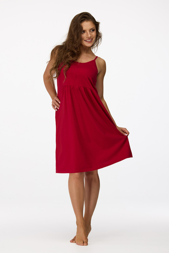 Senizo koszula nocna ciążowa no. 26 bordowy– 100% bawełna, suwak do karmienia, lekki fason