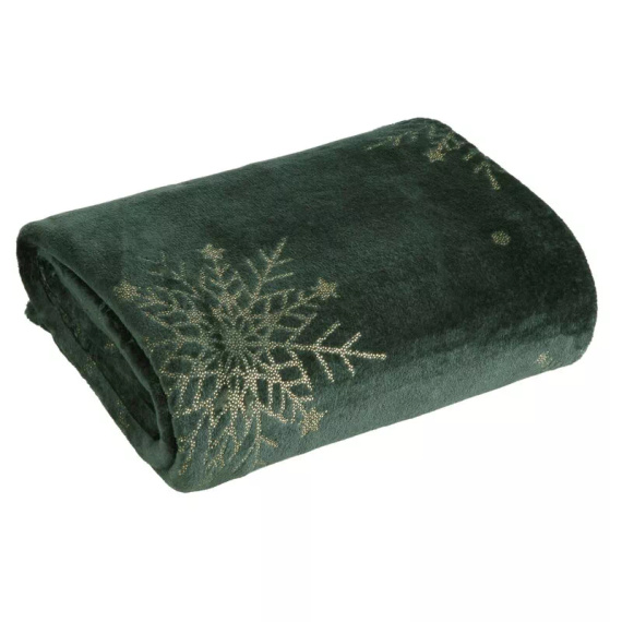 Narzuta świąteczna Eurofirany zielona – miękki koc z mikrofibry, ciepły i lekki