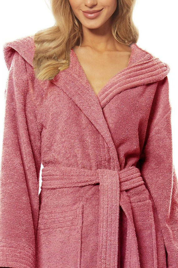 Długi Szlafrok Damski Frotte 2102 L&L - różowy pudrowy