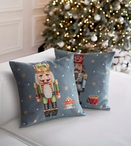 Poszewka świąteczna gobelinowa Chp 6080 Dziadek do orzechów Eurofirany popielaty