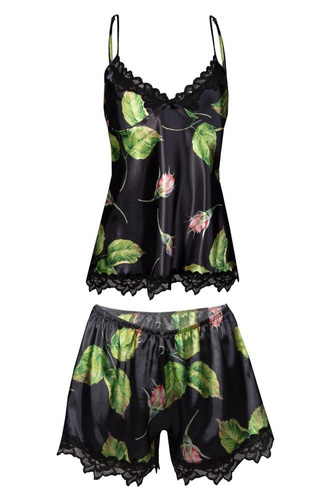 Komplet piżama damska Flowers DKaren -DK-KV granatowy